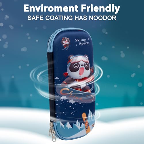 Zeinwap 3D Cover Zipper Pencil Pouch Compass with Compartments, School Supply Organizer for Students, Stationery Box, Cosmetic Zip Pouch Bag (Panda) - Image 5