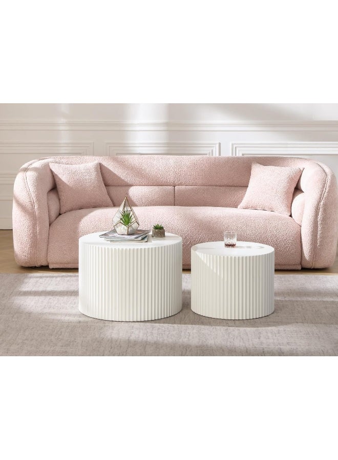 Zayn comforts Cozy Curved Cloud Sofa â€“ Comfy 3-Seater in Soft Teddy Boucle with 2 Pillows, Perfect for Living Room, Dorm, Office, or Salon (Pink) - Image 3