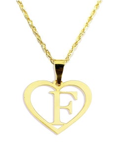 18K Pure Gold Heart Letter F Design Necklace