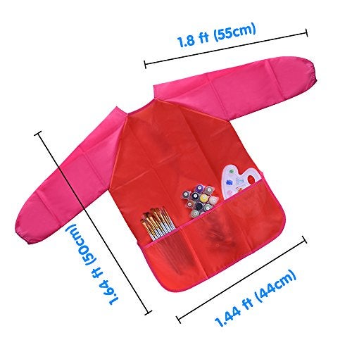 KUUQA 2 Pieces Waterproof Childrens Art Smock Kids Art Aprons with Long Sleeve 3 Roomy PocketsPaints and brushes not included - Image 5