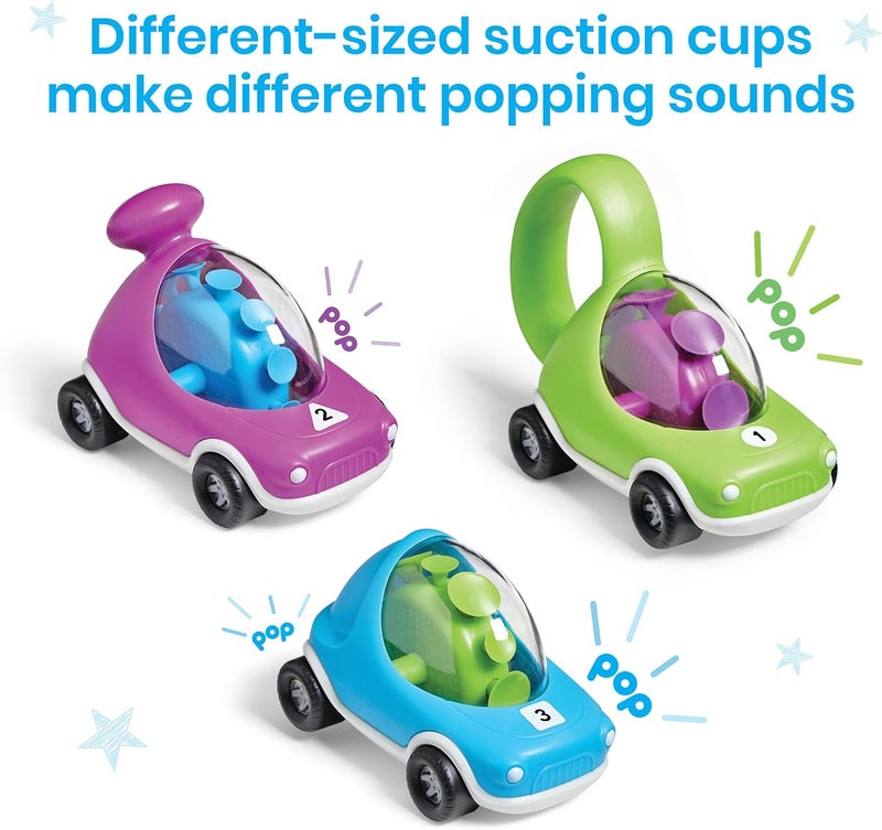 hand2mind Hand2Mind Popping Fidget Cars  Suction Cup Toys for Fine Motor Skills Toddler  Preschool Sensory Play Anxiety Relief Set of 3 - Image 5
