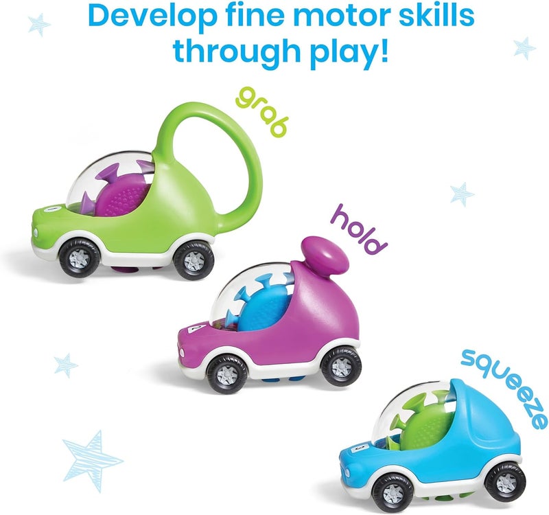 hand2mind Hand2Mind Popping Fidget Cars  Suction Cup Toys for Fine Motor Skills Toddler  Preschool Sensory Play Anxiety Relief Set of 3 - Image 3