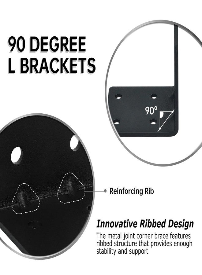 MOZCORN L Brackets for Wood, Matte Black, Strong Corner Brace 2.75 x 2.75 x 2.6 in, Ribbed Corner Brackets for Wood Projects Furniture Fix and Replacement, Easy to Install, 4PCs - Image 3