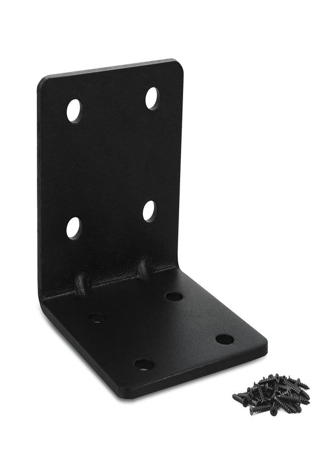 MOZCORN L Brackets for Wood, Matte Black, Strong Corner Brace 2.75 x 2.75 x 2.6 in, Ribbed Corner Brackets for Wood Projects Furniture Fix and Replacement, Easy to Install, 4PCs - Image 1
