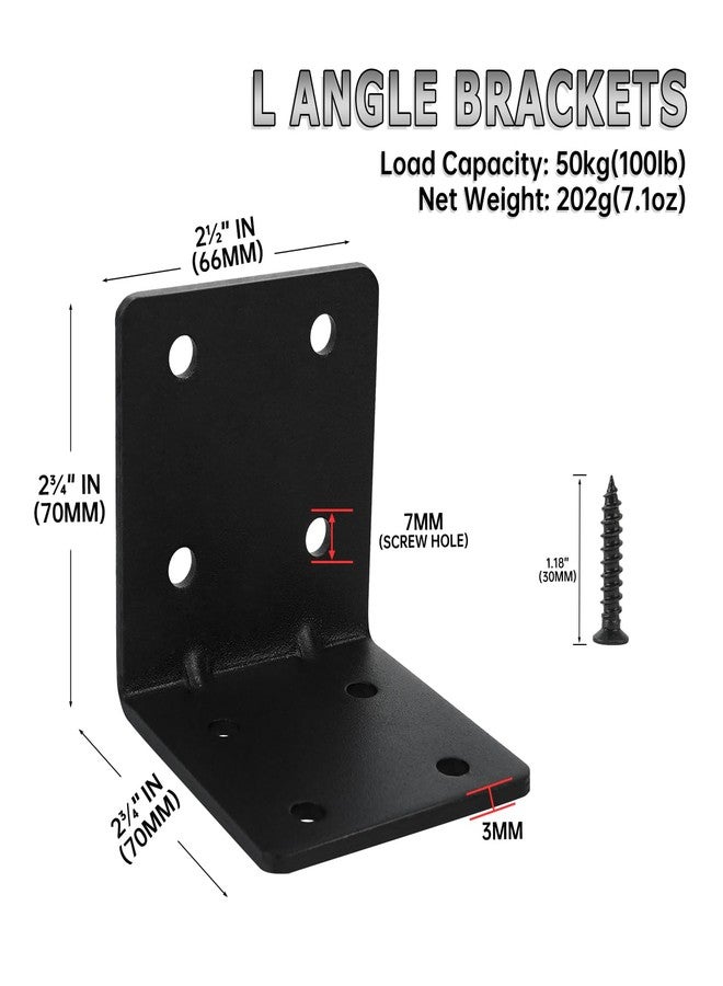 MOZCORN L Brackets for Wood, Matte Black, Strong Corner Brace 2.75 x 2.75 x 2.6 in, Ribbed Corner Brackets for Wood Projects Furniture Fix and Replacement, Easy to Install, 4PCs - Image 2