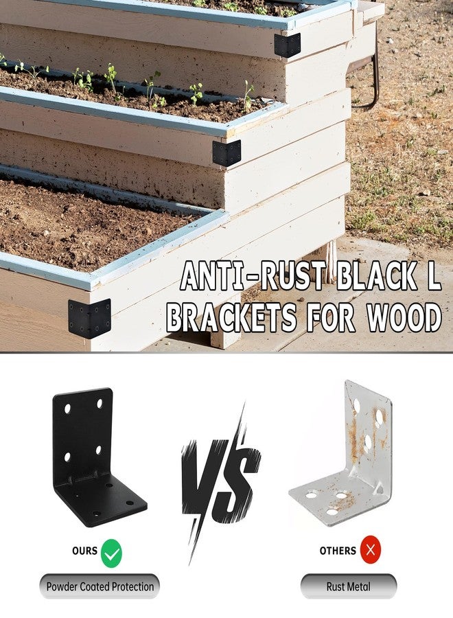 MOZCORN L Brackets for Wood, Matte Black, Strong Corner Brace 2.75 x 2.75 x 2.6 in, Ribbed Corner Brackets for Wood Projects Furniture Fix and Replacement, Easy to Install, 4PCs - Image 4