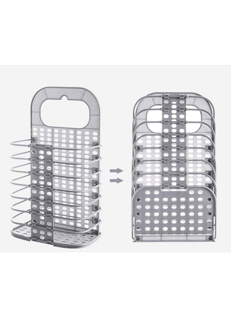 PURCHASE PLUSE PURCHASE PLUSE Wall Hanging Laundry Basket Clothes Hanger Dirty Hamper Clothes Storage Hook Foldable Plastic Dirty Hamper Basket Multifunctional Bathroom Storage Basket 1 pcs Multicolor  - Image 5