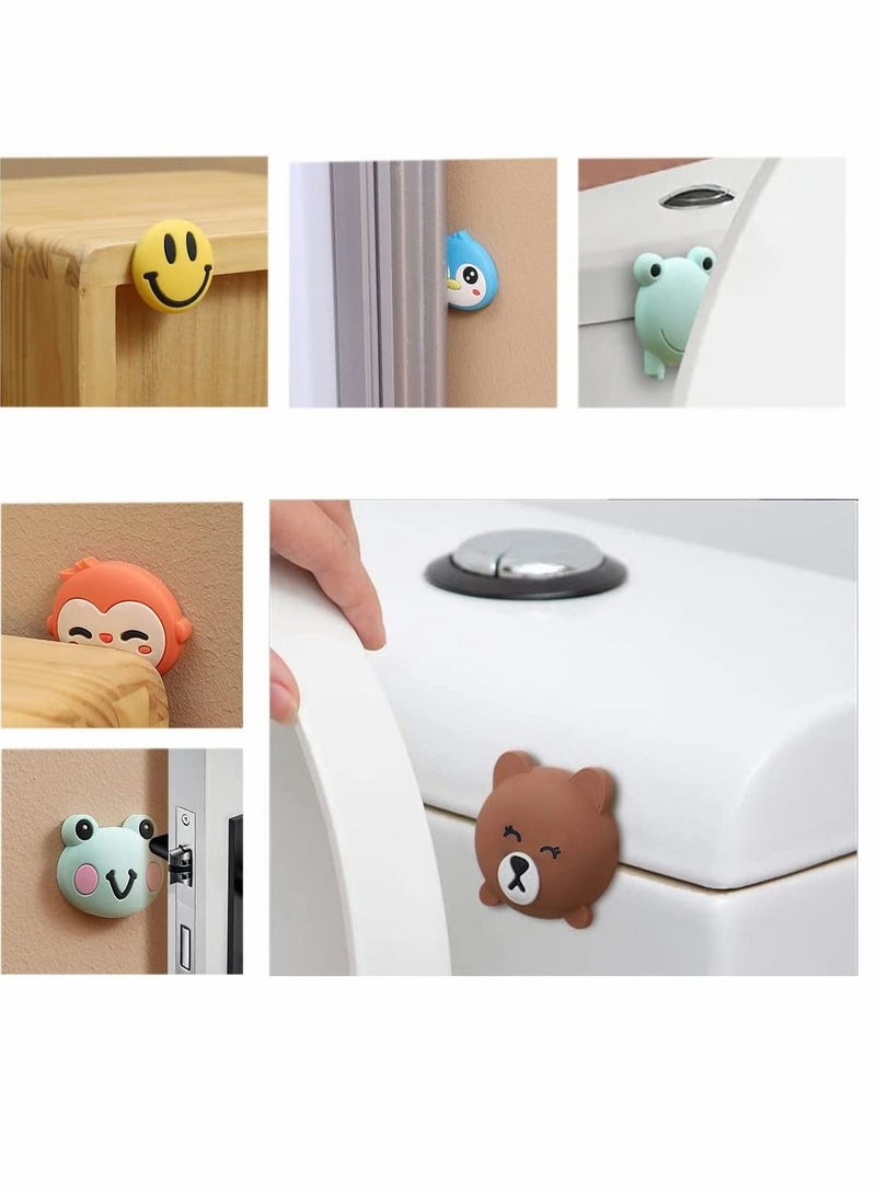 SYOSI 12 Pieces Door Knob Wall Shield Cartoon Self Adhesive Sticker Silicone Door Handle Bumper Cute Animals Rubber Protector for Wall -Protect Furniture Reduce Noise - Image 2