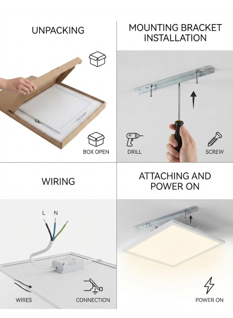 RR Lighting 60x60 LED Flat Panel Light 50W Edge Lit Fixture Zero UV and Flicker Free Zero Blue Light AC85-265V Drop Ceiling Light Indoor Commercial & Home Fixture (6500k Daylight) - Image 3