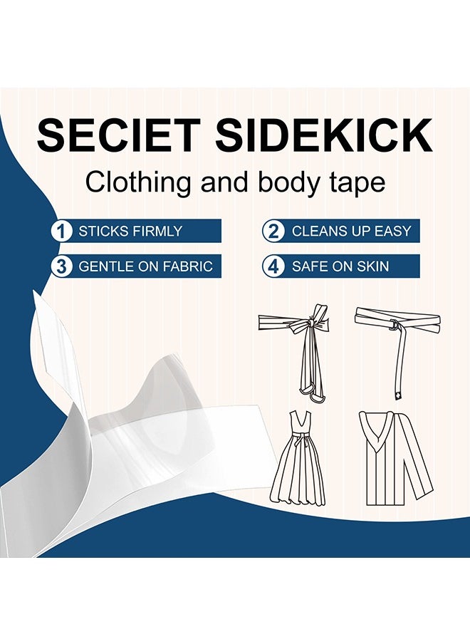 Elaimei - 80 Strips Double Sided Tape for Clothes Body Strength Tape Adhesive on Skin and Fabrics Clear Tape for All Skin Tones and Fabrics - Image 1