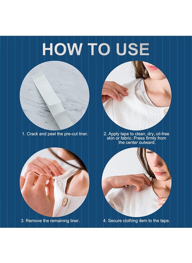 Elaimei - 80 Strips Double Sided Tape for Clothes Body Strength Tape Adhesive on Skin and Fabrics Clear Tape for All Skin Tones and Fabrics - Image 1
