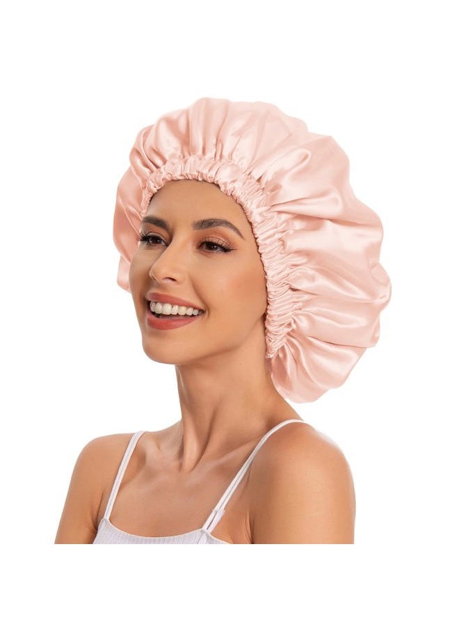 Edoneery - Satin Bonnet Silk Bonnet Hair Bonnet for Sleeping-Slouchy Beanie Hat Satin Sleep Cap for Women's Natural & Curly Hair(Peach Beige) - Image 1