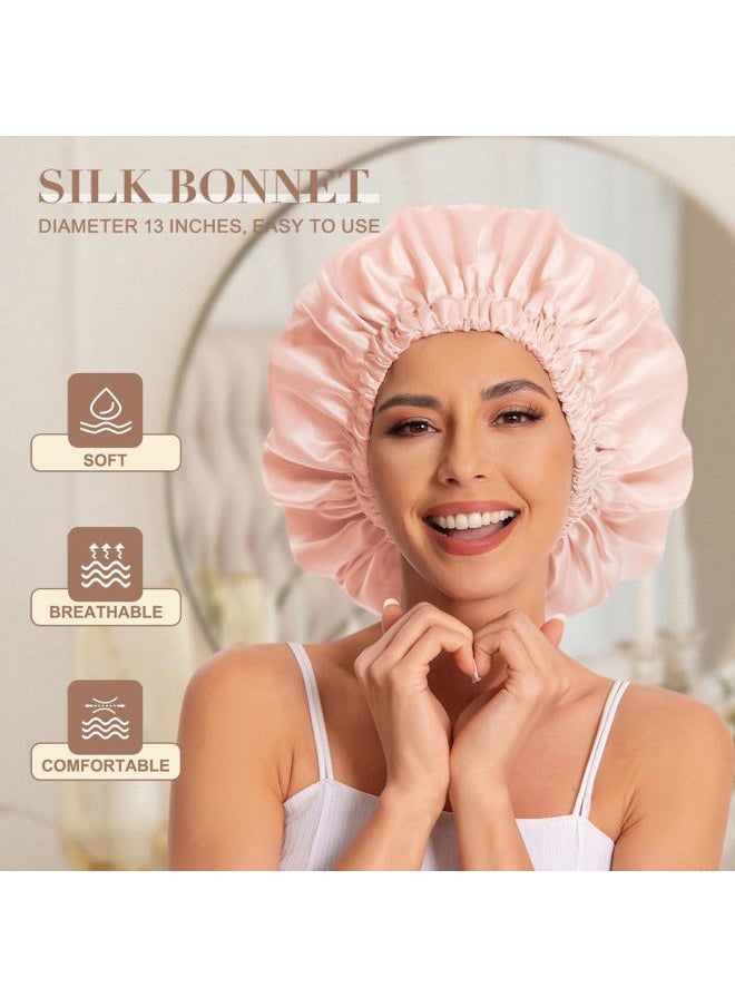 Edoneery - Satin Bonnet Silk Bonnet Hair Bonnet for Sleeping-Slouchy Beanie Hat Satin Sleep Cap for Women's Natural & Curly Hair(Peach Beige) - Image 1