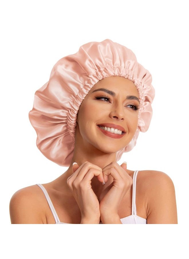 Edoneery - Satin Bonnet Silk Bonnet Hair Bonnet for Sleeping-Slouchy Beanie Hat Satin Sleep Cap for Women's Natural & Curly Hair(Peach Beige) - Image 1