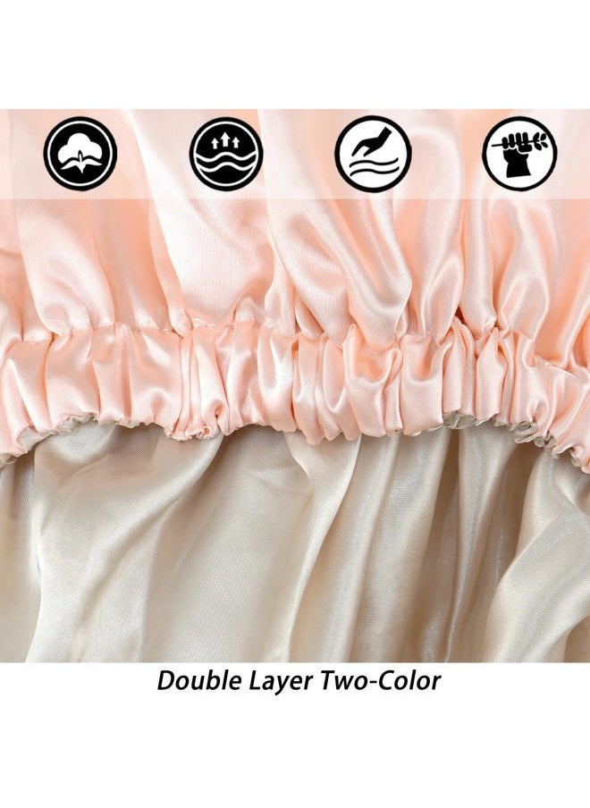 Edoneery - Satin Bonnet Silk Bonnet Hair Bonnet for Sleeping-Slouchy Beanie Hat Satin Sleep Cap for Women's Natural & Curly Hair(Peach Beige) - Image 1
