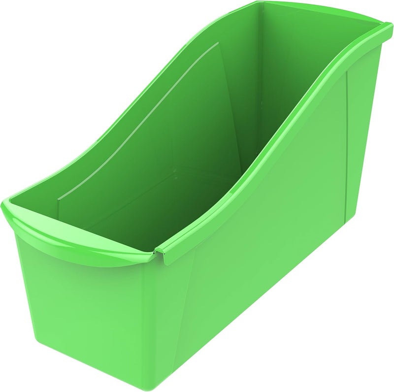 Storex Large Book Bin, Interlocking Plastic Organizer for Home, Office and Classroom, Green, 6-Pack (71104U06C) - Image 2