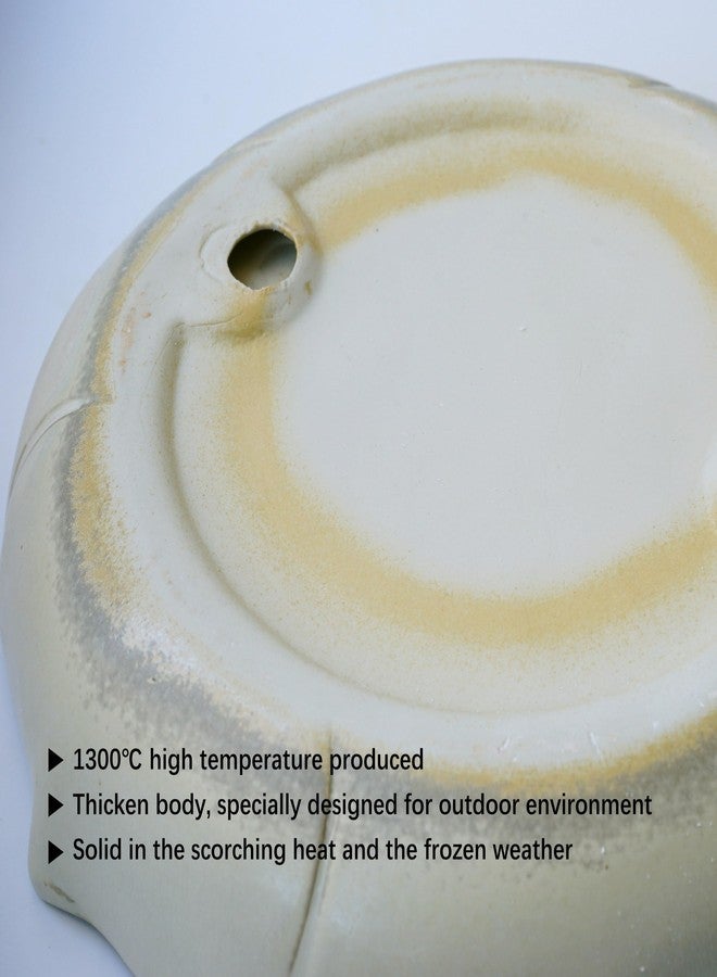 Yeaco Beige White Angel Ceramic Wild Bird Bath Bowl or Feeder for Outdoor Garden, Bowl Only - Image 5