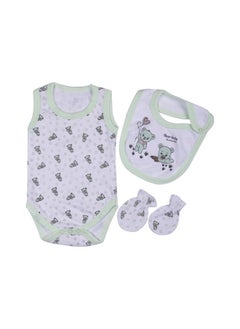 Babies Basic 7 Piece Unisex 100% Cotton Gift Set Include Bib, Pyjama, Mitten, Cap, Romper, Top And Bottom Set  - Image 3