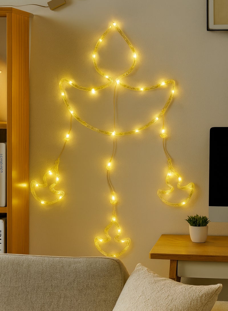 Diya Decorative Rope Light | 60x30cm Warm White Hanging Diya Shape LED Light with 2pin Plug for Diwali, Festival, Home, Balcony & Outdoor Decoration – DPL 1021 LED - Image 4