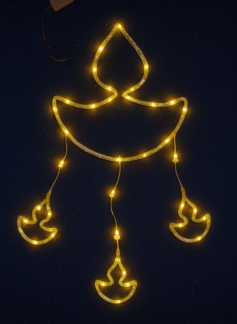 Diya Decorative Rope Light | 60x30cm Warm White Hanging Diya Shape LED Light with 2pin Plug for Diwali, Festival, Home, Balcony & Outdoor Decoration – DPL 1021 LED - Image 3