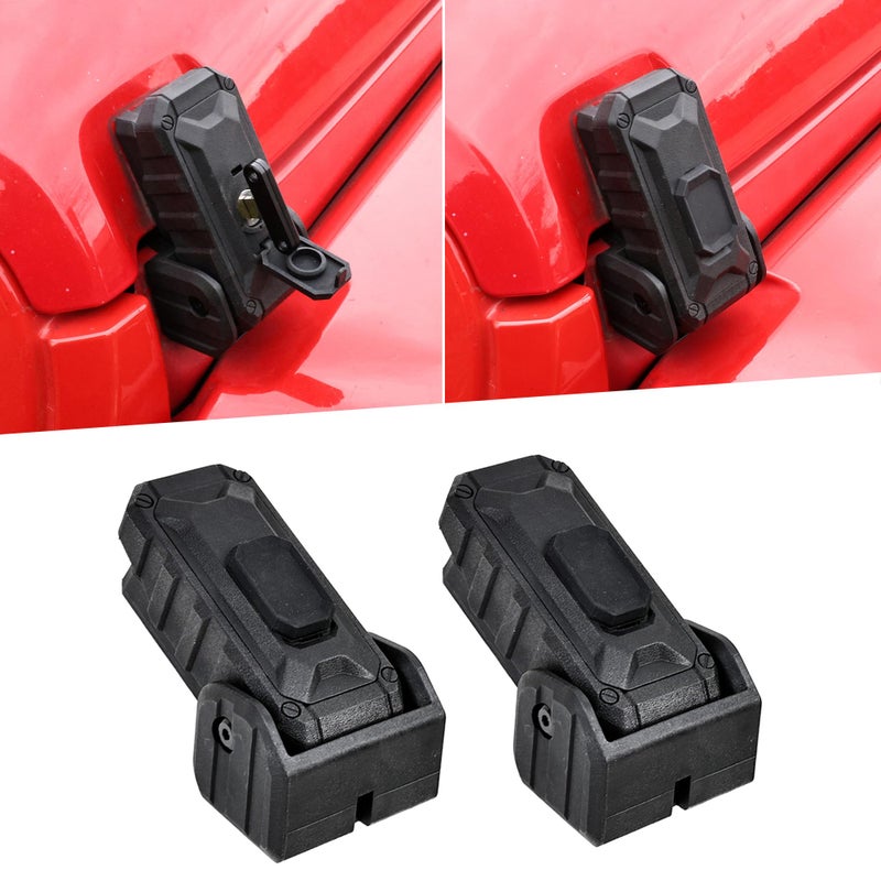 RERPRO Locking Hood Latch Hood Lock Compatible with 20182026 Jeep Wrangler JL 4XE Gladiator JT Hood Latches Kit Hood Catch Replacement Accessories Eliminate Hood Flutter 1 Pair Black Blade 2x Keys - Image 2