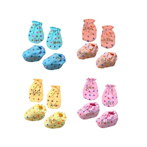 KmCho Hosiery Soft Quility for Newborns, Adorable Baby Jhabla, Nappy, and Mittens Combo for Comfort & Care, Perfect for Infant Skin – 4-Piece Set - Image 4