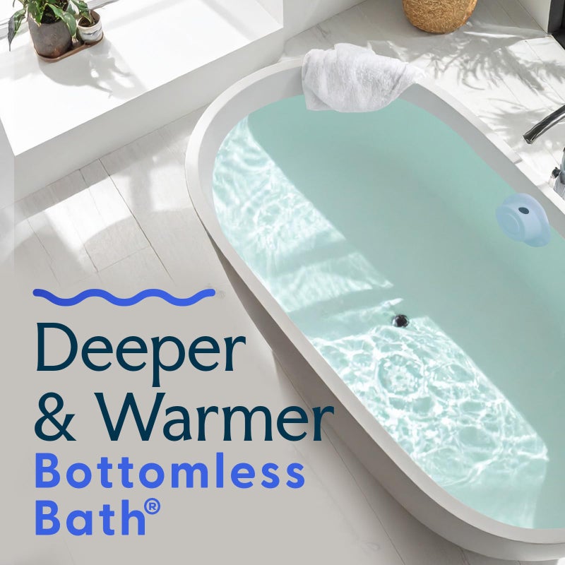 SlipX Solutions Bottomless Bath | Overflow Drain Cover for Tub | Great Gifts for Mom, Spa & Bath Accessories | Drain Block, Water Stopper Plug | Bath Essentials for Women | 4" Diameter, White - Image 2