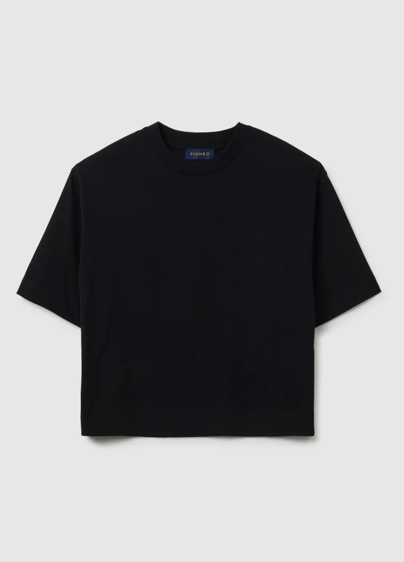 Ovs BLACK COTTON BLEND BOXY FIT T-SHIRT