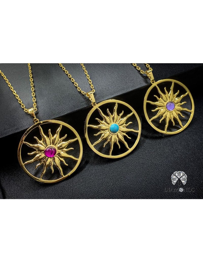 3Diamonds - You Are My Sunshine Pendant Necklace For Women Gold Plated - Image 1