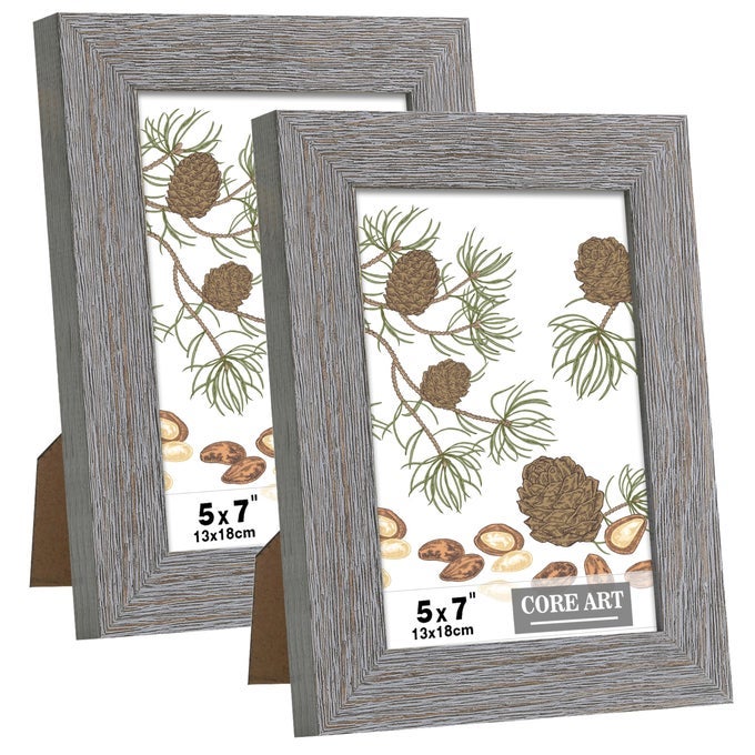 5X7 PICTURE FRAME HANDMADE WOOD RUSTIC GRAY PHOTO FRAME SET OF 2 HIGH DEFINITION SEMITEMPERED GLASS WALL OR TABLETOP DISPLAY