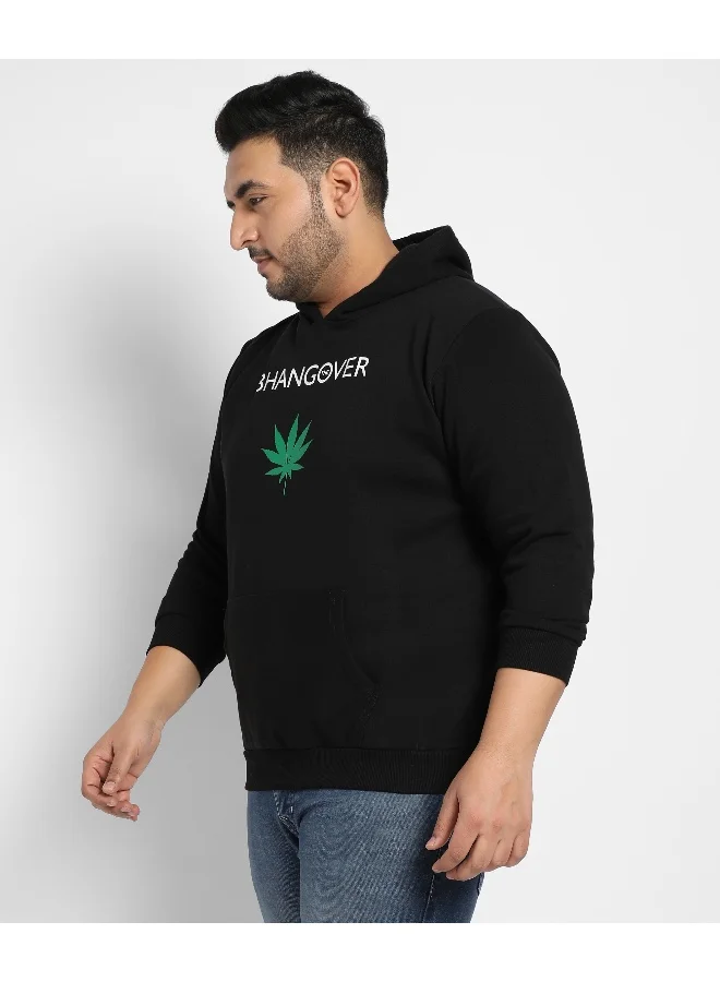 Instafab Plus Instafab Plus Men's Black Bhangover Hoodie With Kangaroo Pocket