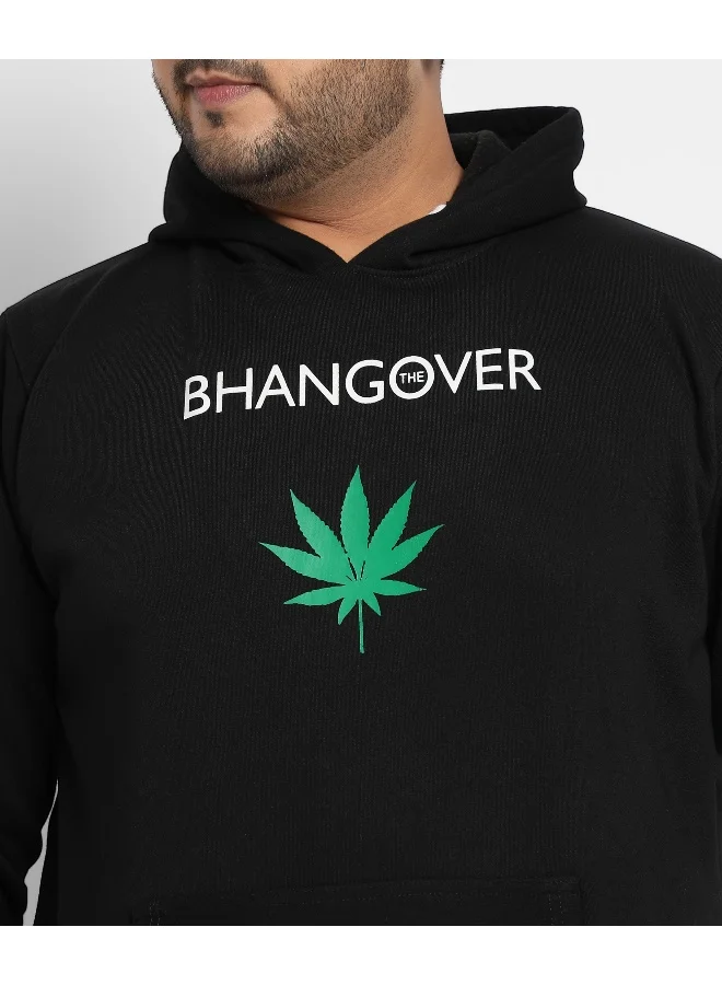 Instafab Plus Instafab Plus Men's Black Bhangover Hoodie With Kangaroo Pocket