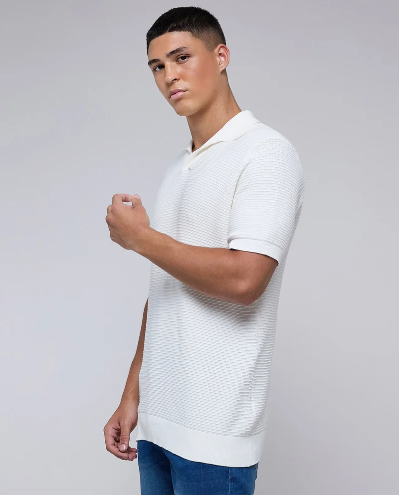 R&B Solid Polo T-Shirt with Short Sleeves