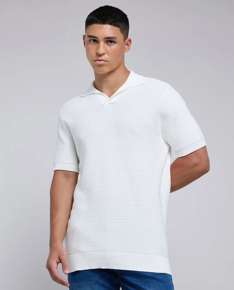 R&B Solid Polo T-Shirt with Short Sleeves