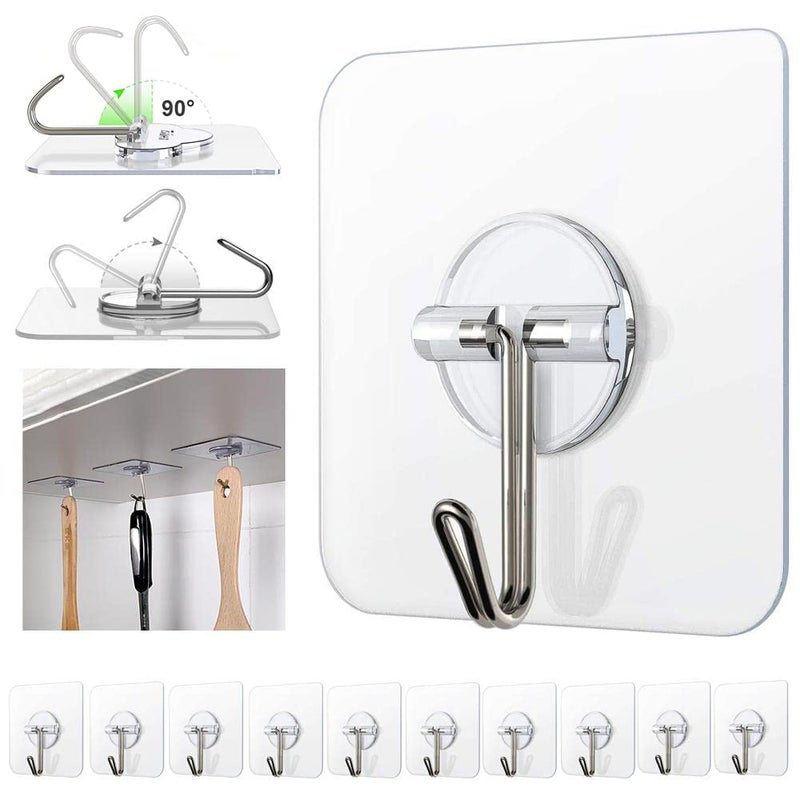 SMARTCAM SMARTCAM Wall Hooks for Hanging Strong 10 Pack Adhesive Hooks for Wall Heavy Duty self Adhesive Hook Wall hangings Kitchen Accessories Items Clothes Hanging Sticky Photo Frame Hangers - Image 1