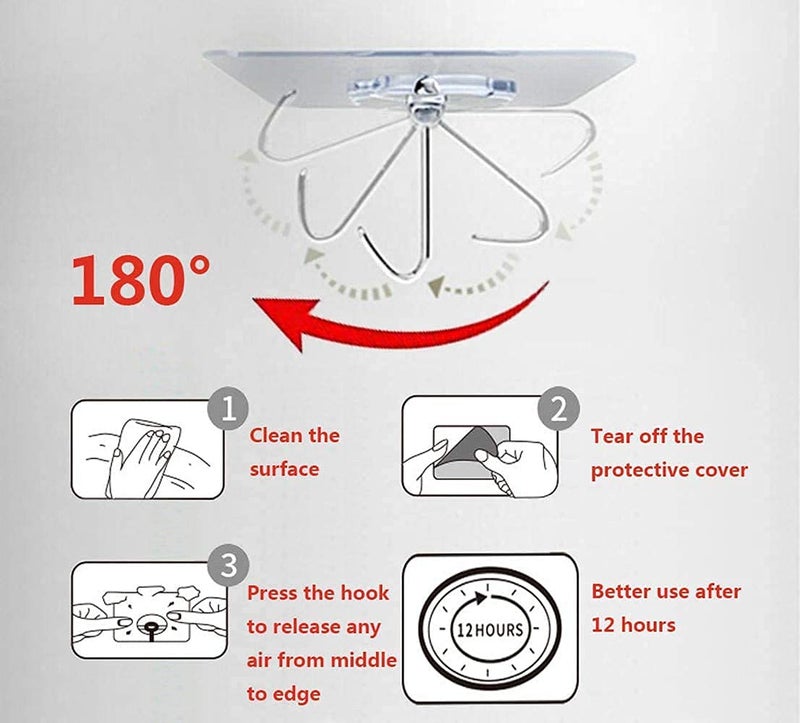 SMARTCAM SMARTCAM Wall Hooks for Hanging Strong 10 Pack Adhesive Hooks for Wall Heavy Duty self Adhesive Hook Wall hangings Kitchen Accessories Items Clothes Hanging Sticky Photo Frame Hangers - Image 5