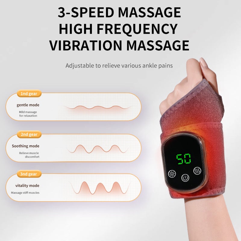 USB Heated Wrist Support Band with Red Light Therapy and Vibration Massage - Image 3