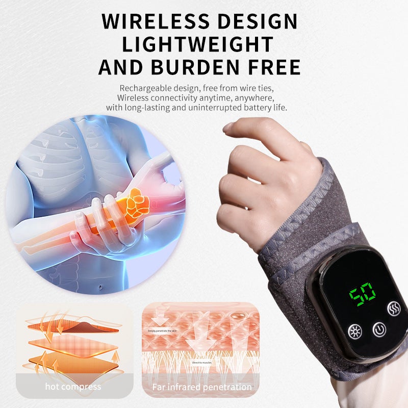 USB Heated Wrist Support Band with Red Light Therapy and Vibration Massage - Image 2