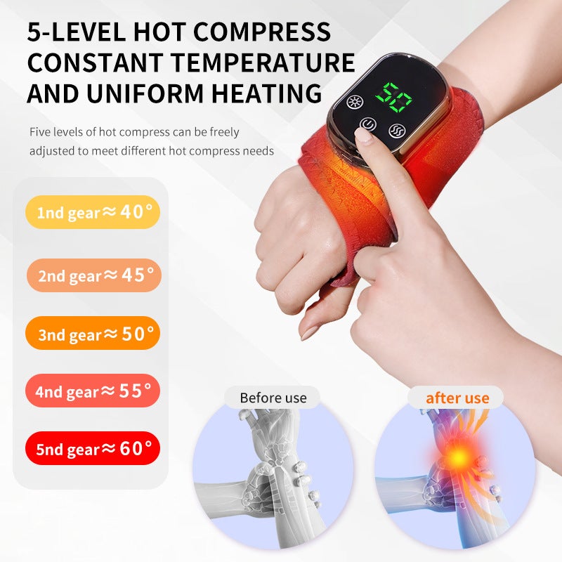 USB Heated Wrist Support Band with Red Light Therapy and Vibration Massage - Image 4