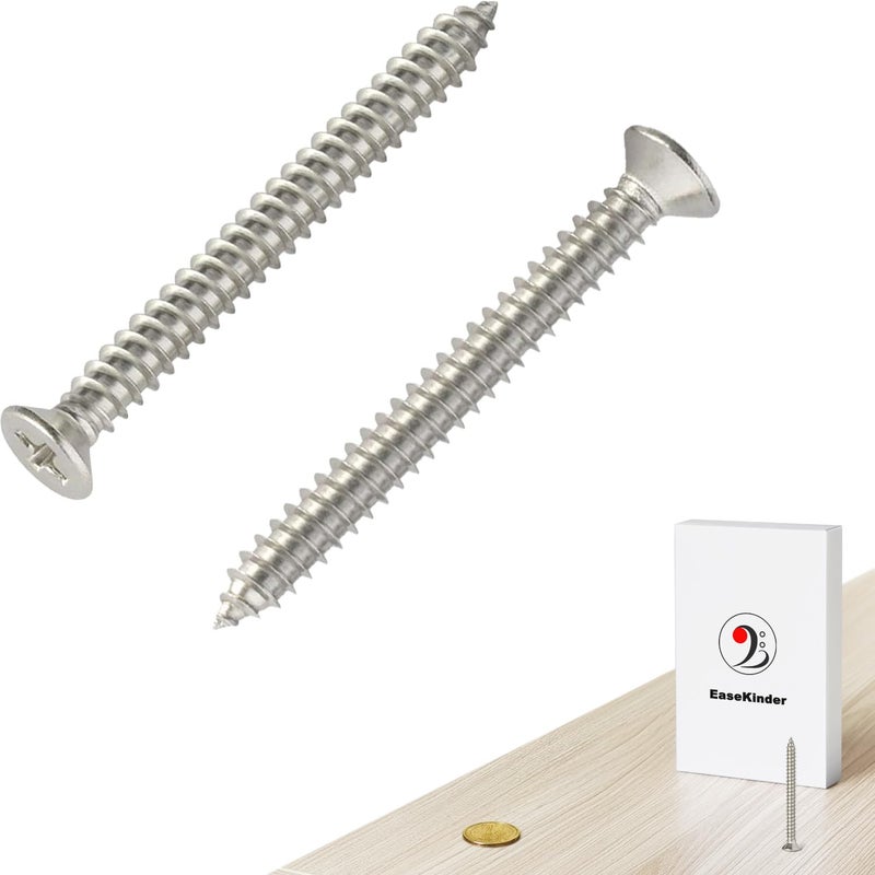 Kinder Wood Screws - 35PCS Flat Head Phillips Screws, 304 Stainless Steel Screw (#10 x 2) - Image 1