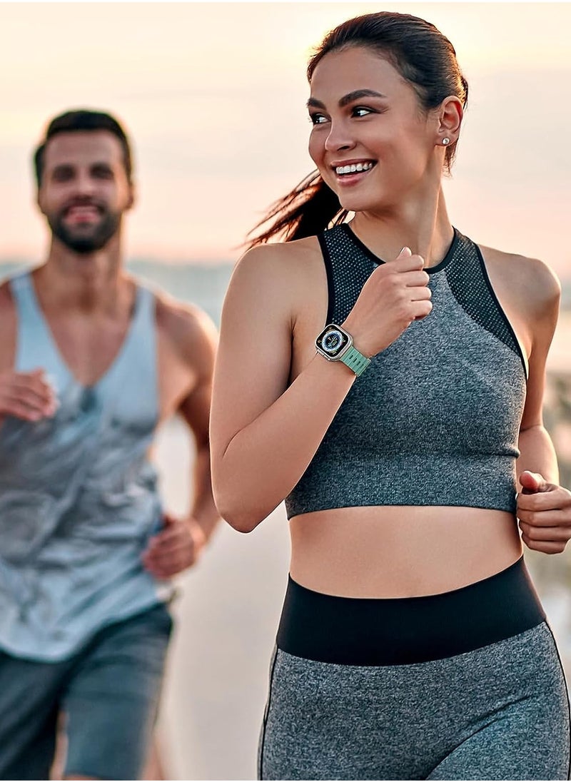 Color Fans - Apple Watch Ultra Ocean Band 49mm 45mm 44mm 42mm for Men Women, Soft Silicone Sport Band Replacement Strap for Apple Watch Ultra iWatch Series 8 7 SE 6 5 4 3 2 1 Cactus - Image 1
