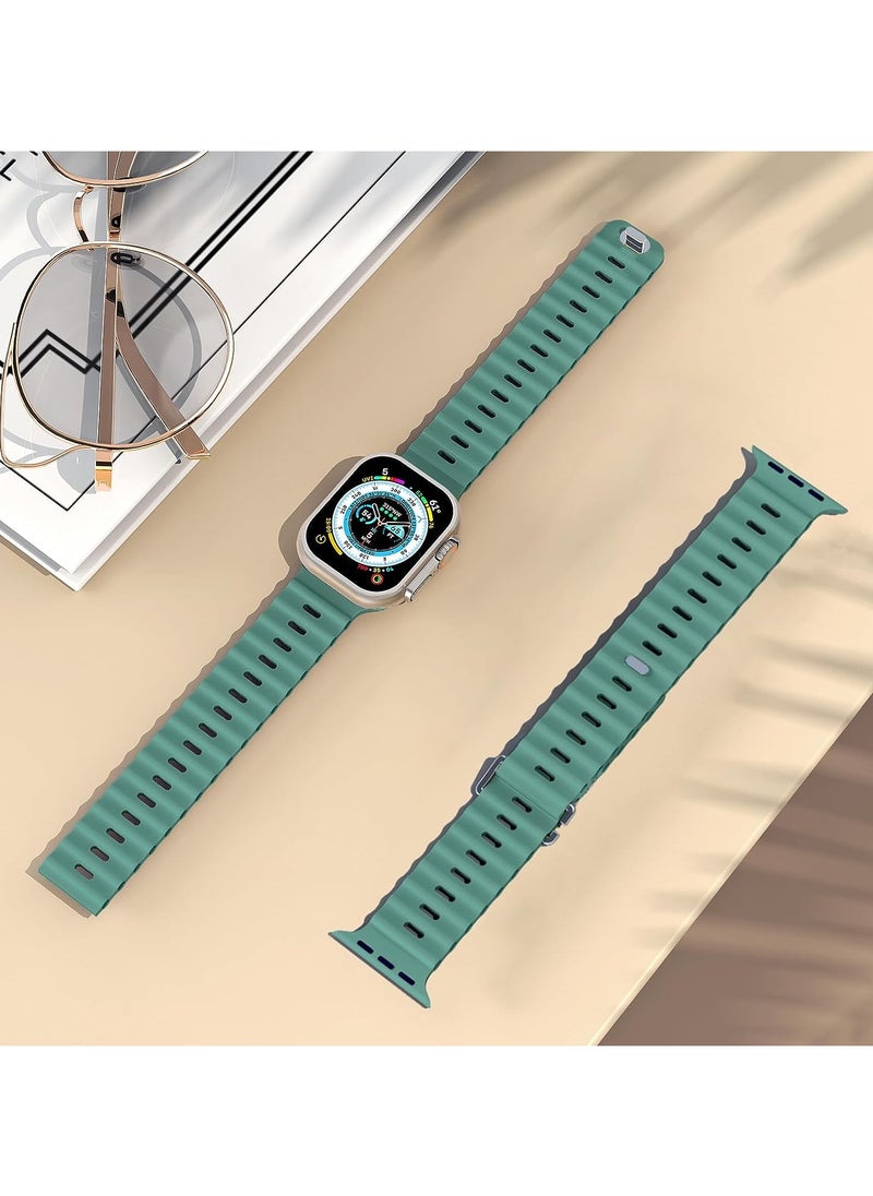 Color Fans - Apple Watch Ultra Ocean Band 49mm 45mm 44mm 42mm for Men Women, Soft Silicone Sport Band Replacement Strap for Apple Watch Ultra iWatch Series 8 7 SE 6 5 4 3 2 1 Cactus - Image 1