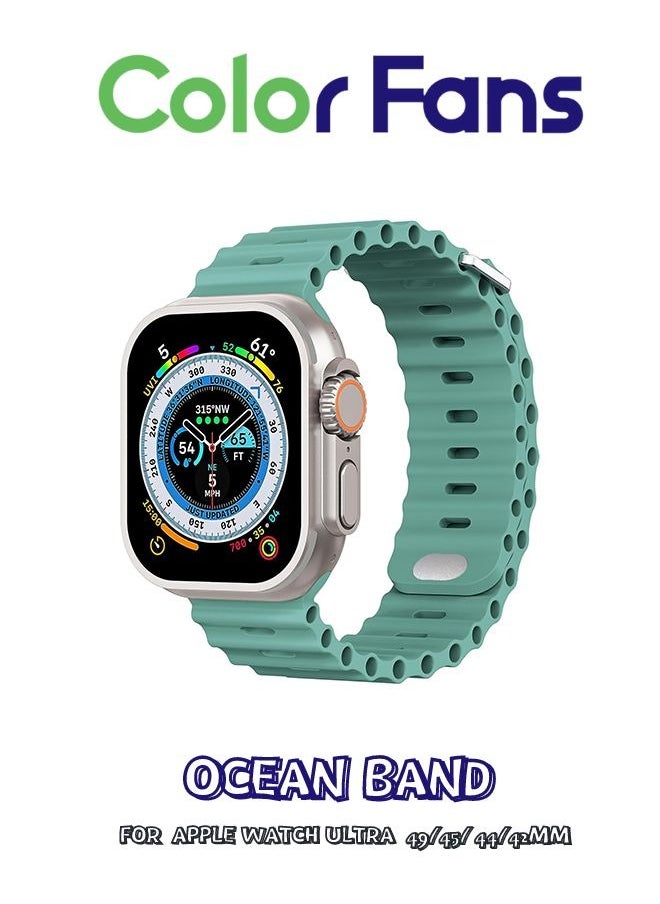 Color Fans - Apple Watch Ultra Ocean Band 49mm 45mm 44mm 42mm for Men Women, Soft Silicone Sport Band Replacement Strap for Apple Watch Ultra iWatch Series 8 7 SE 6 5 4 3 2 1 Cactus - Image 1