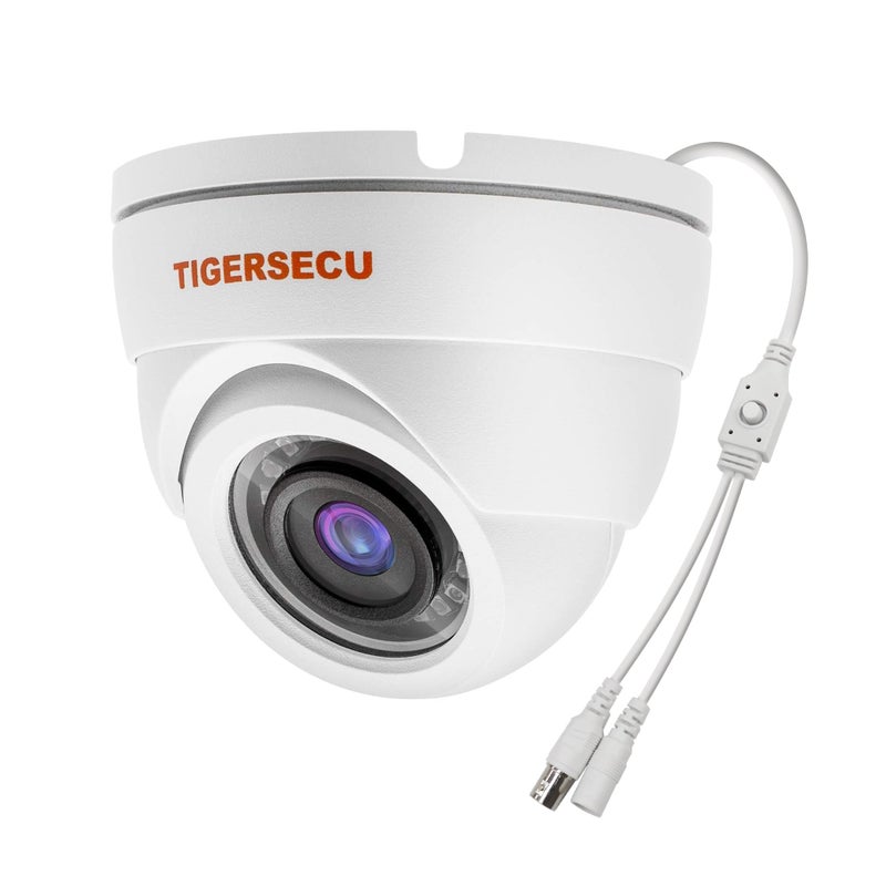 TIGERSECU 1080P Metal Wide Angle Dome Security Camera for DVR, Weatheproof for Indoor/Outdoor Use, Hybrid 4-in-1 OSD Switch for TVI/CVI/AHD/CVBS DVRs (Power Supply and Coaxial Cable Sold Separately) - Image 1