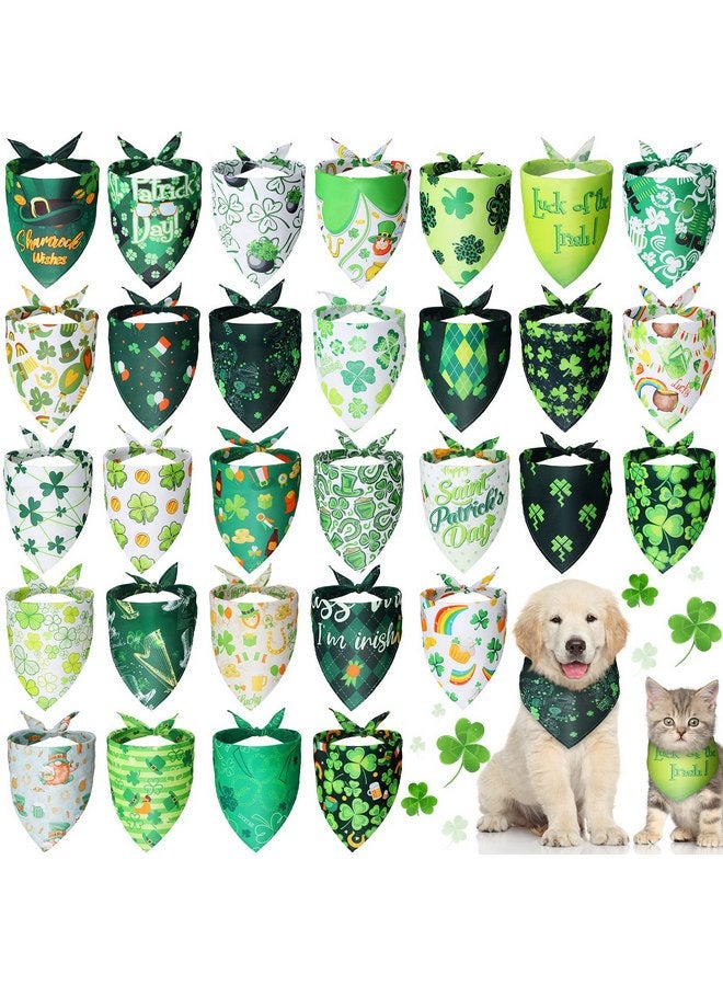 Sanwuta 30 Pieces St. Patrick's Day Dog Bandanas St. Patrick's Day Dog Bibs Holiday Pet Costume Dog St. Patrick's Day Outfit Triangle Scarf Kerchief for Small to Medium Pet - Image 1