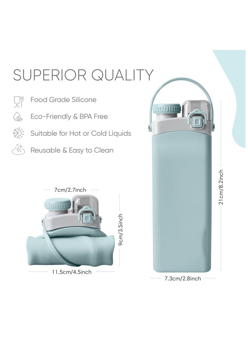KASTWAVE Collapsible Water Bottles, BPA Free Water Bottle, Leakproof Straw Clamping Lid, Reusable Portable Sports Water Bottle, Easy Squeeze Bottle for Gym Camping Hiking Travel Must Have, Teal - Image 5