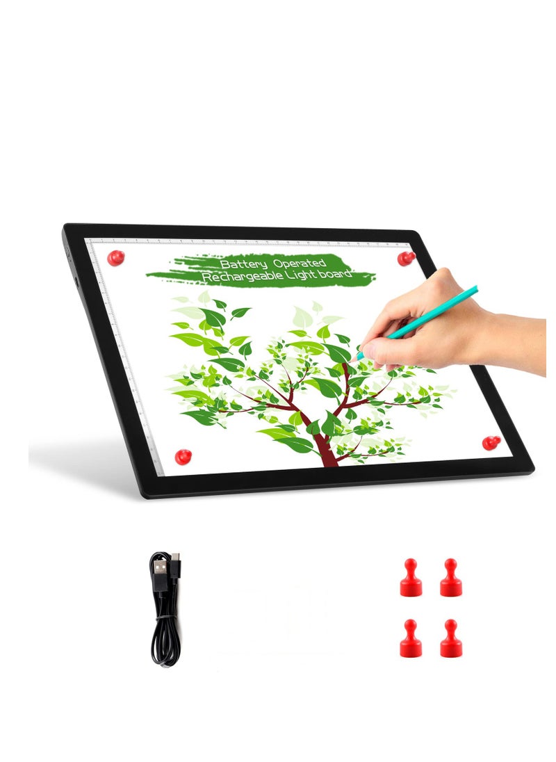 SYOSI - A4 Wireless Battery Powered Light Pad, Portable Cordless Copy Board, LED Light Board Tracing Light Box Dimmable Brightness Rechargeable Copy Board for Artist Drawing Sketching X-ray Viewing - Image 1