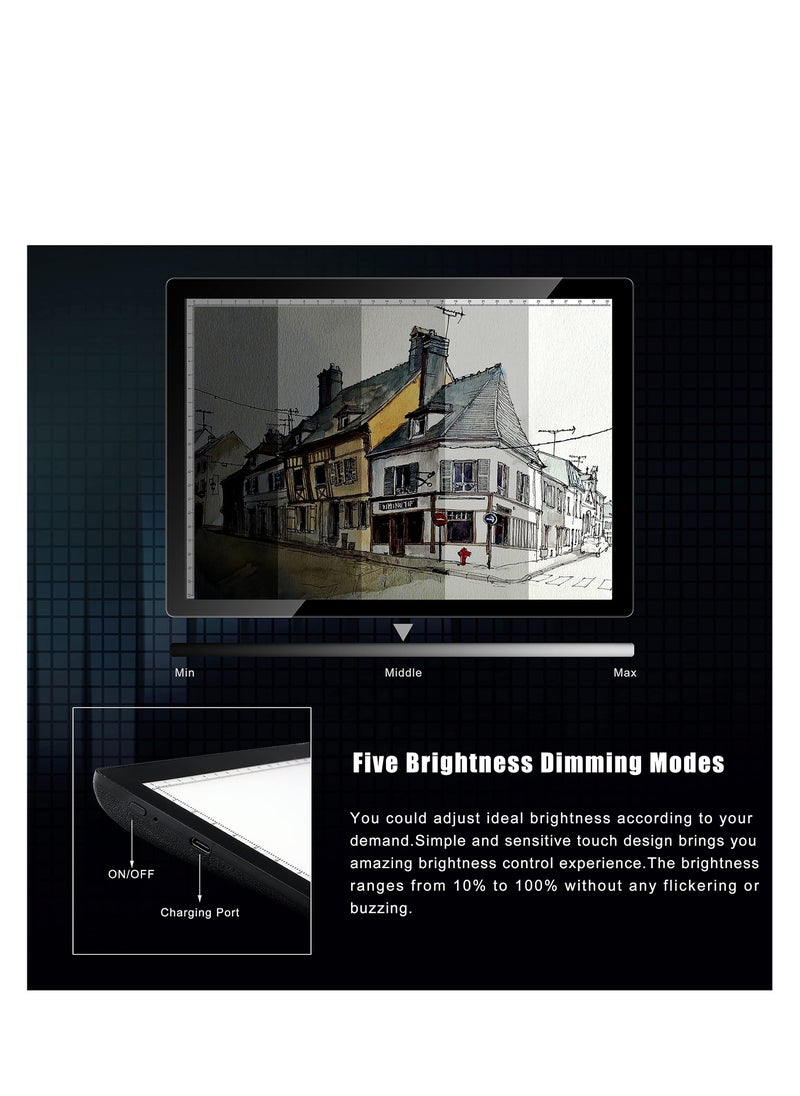 SYOSI - A4 Wireless Battery Powered Light Pad, Portable Cordless Copy Board, LED Light Board Tracing Light Box Dimmable Brightness Rechargeable Copy Board for Artist Drawing Sketching X-ray Viewing - Image 1
