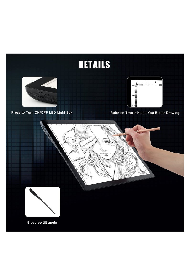 SYOSI - A4 Wireless Battery Powered Light Pad, Portable Cordless Copy Board, LED Light Board Tracing Light Box Dimmable Brightness Rechargeable Copy Board for Artist Drawing Sketching X-ray Viewing - Image 1