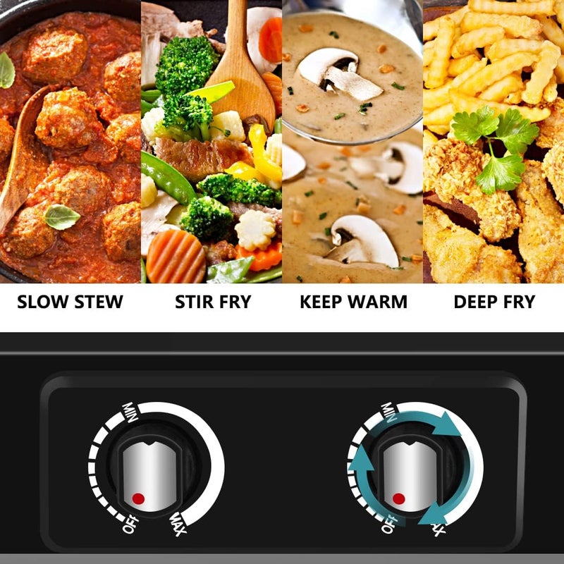 CUSIMAX Infrared Hot Plate 900W+1200W with Portable Anti-scald Handles Countertop Burner for Cooking, Independent Temperature Electric Stove for All Cookwares, Black - Image 4